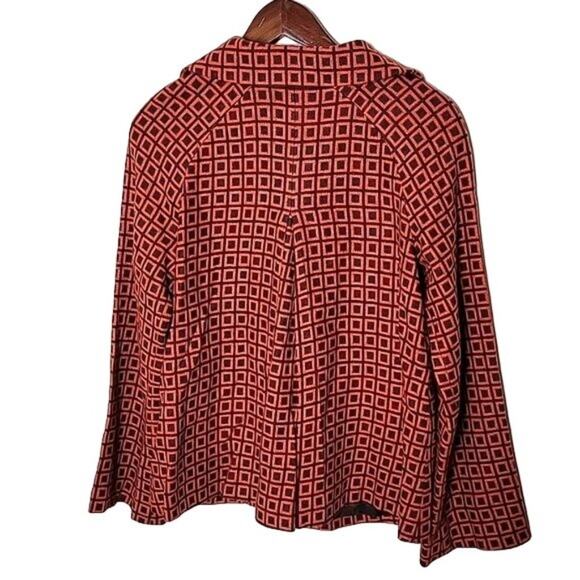 Adrienne Vittadini Womens Retro Print Wool Blend Cape Jacket size 4 Orange - Picture 6 of 15